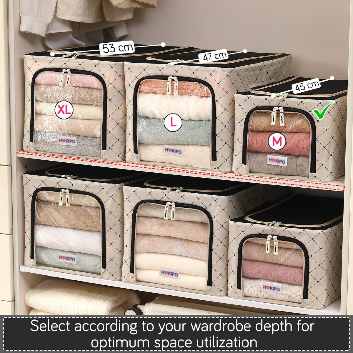 Foldable Cloth Storage  Box Organizer for Wardrobe - Ivory Noir