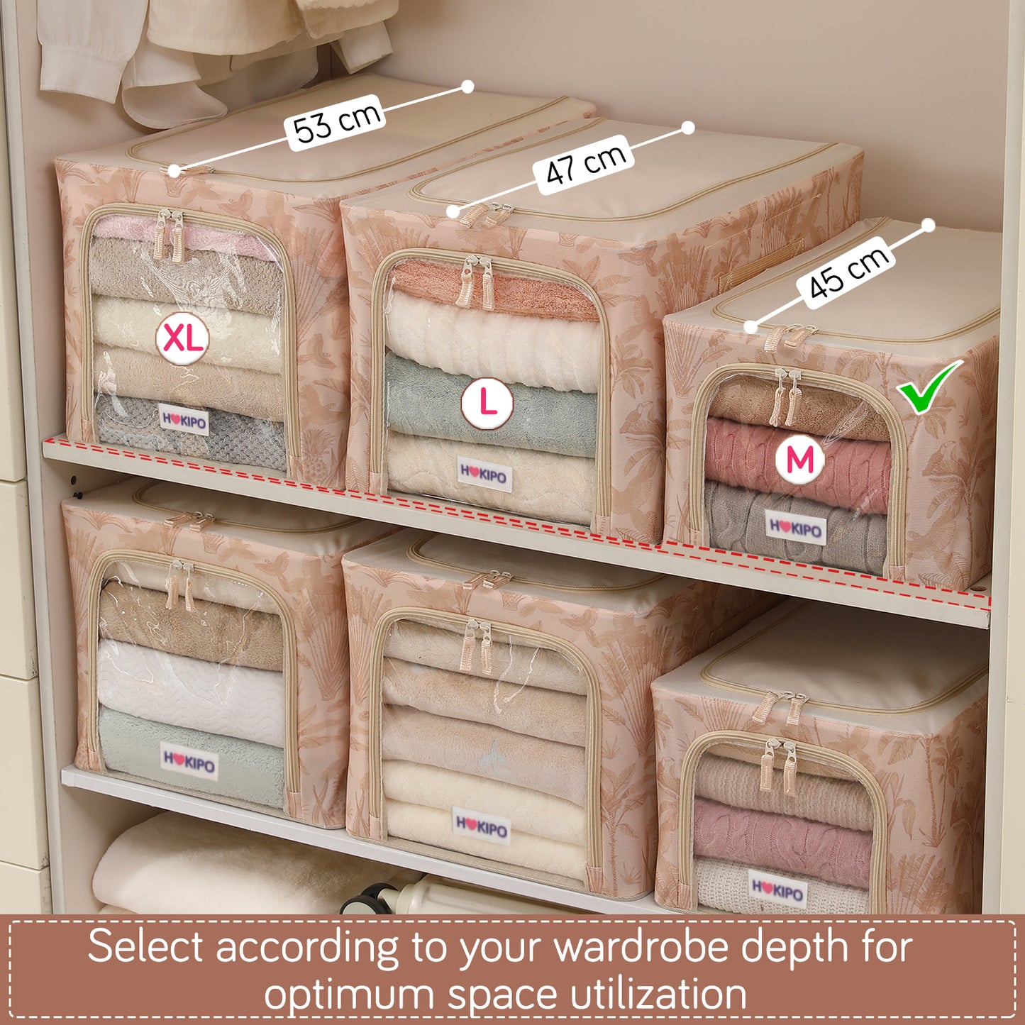 Foldable Cloth Storage Organizer for Wardrobe, Beige Botanica