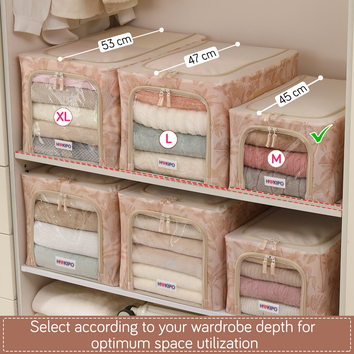 Foldable Cloth Storage Organizer for Wardrobe, Beige Botanica