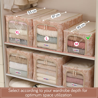 Foldable Cloth Storage Organizer for Wardrobe, Beige Botanica