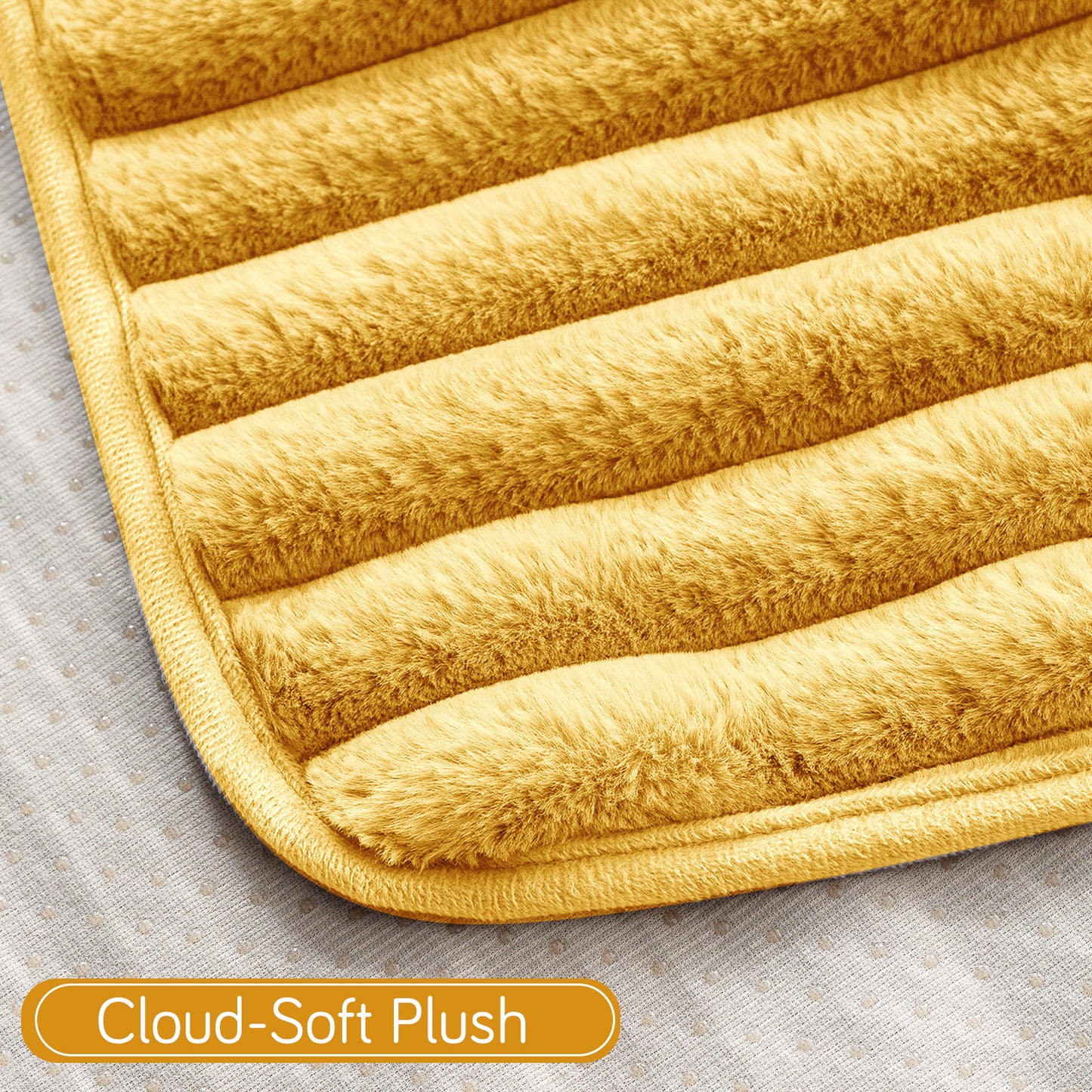 Faux Rabbit Fur Plush Anti-Slip Sofa Mat |Snuggle Fur Mustard Yellow