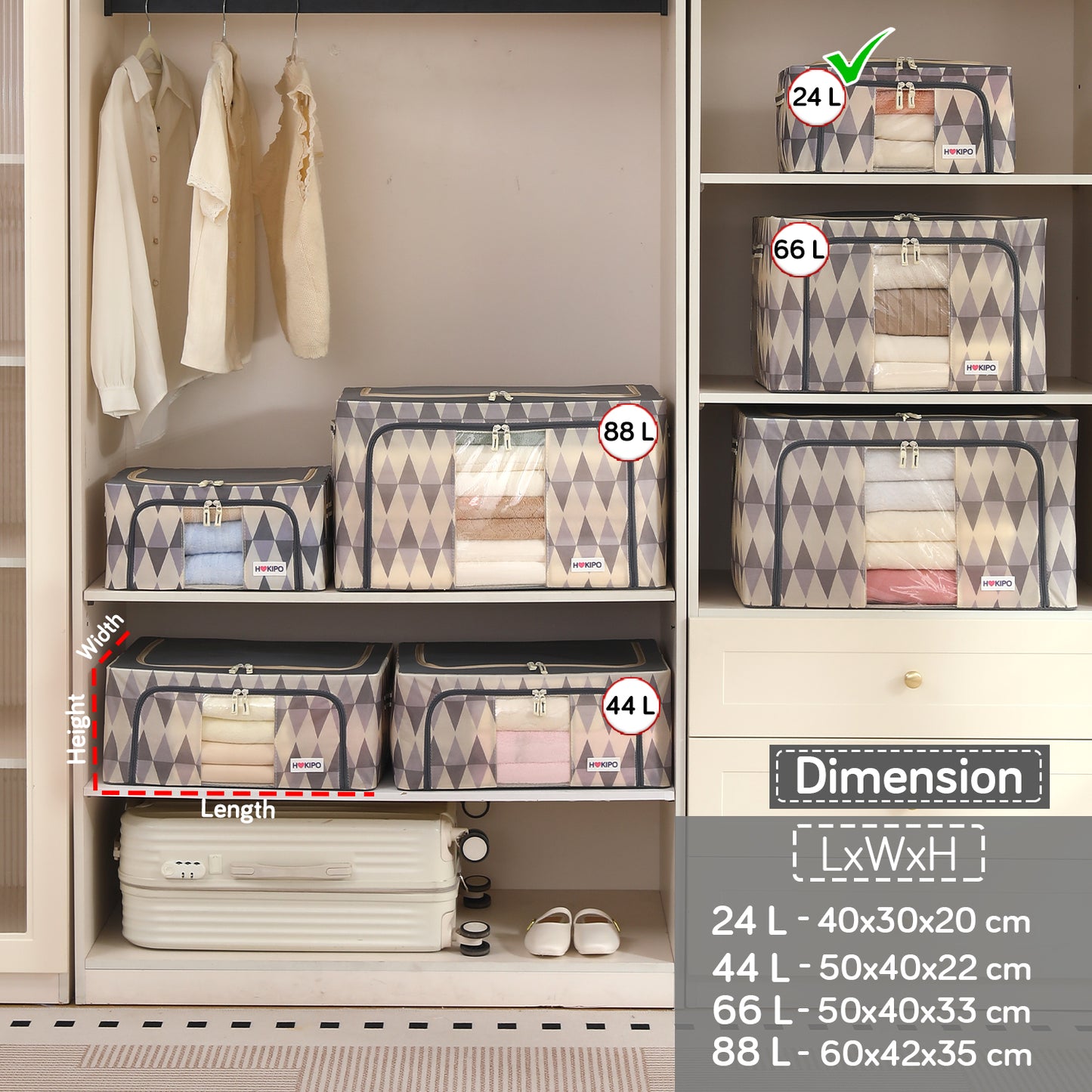 Folding Cloth Storage Box and Organizer for Wardrobe - Ash Mirage