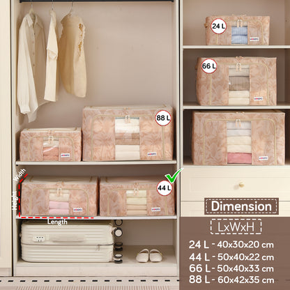 Foldable Cloth Storage Organizer for Wardrobe, Beige Botanica