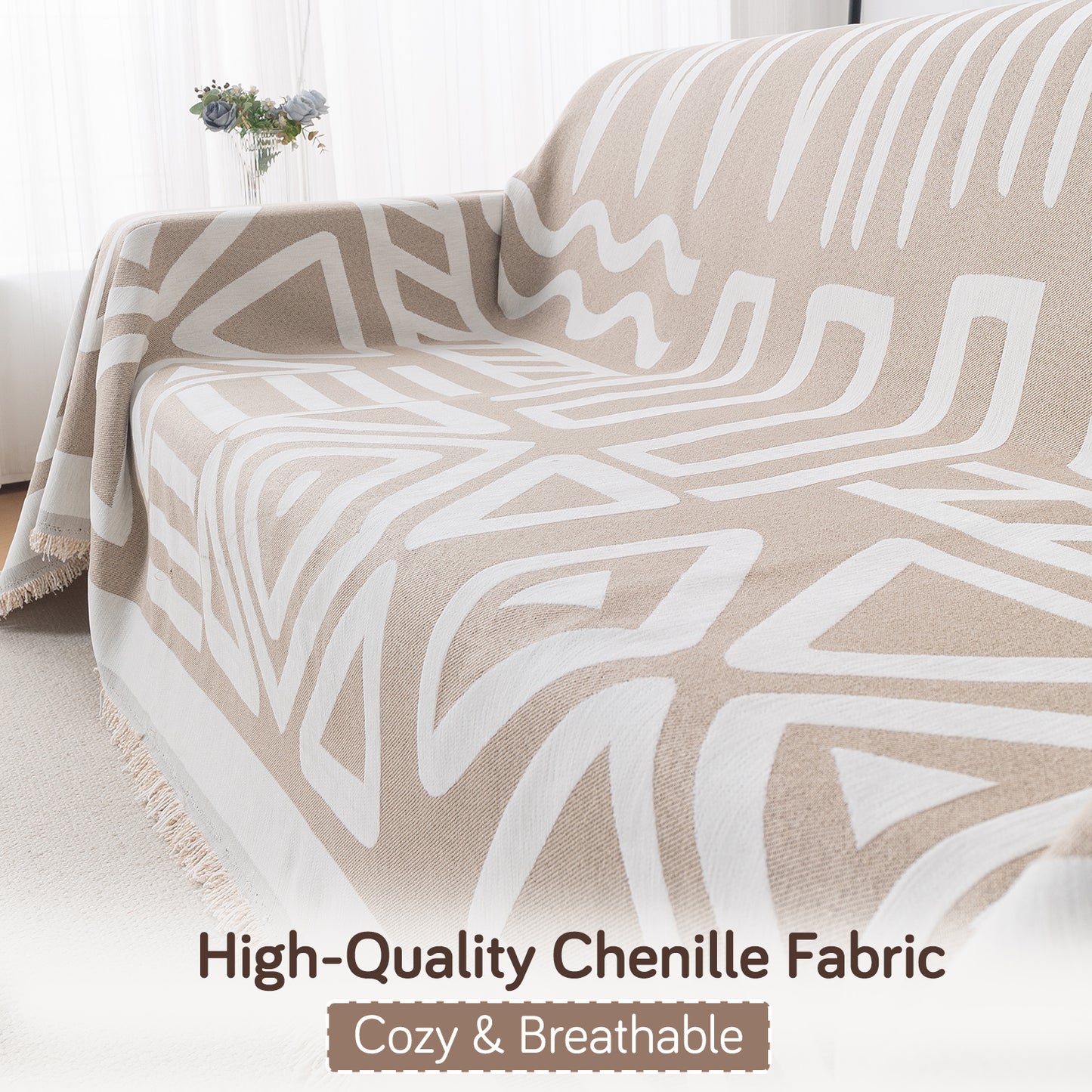 High Quality Chenille Fabric, Cozy & Breathable Sofa Throw - HOKIPO 