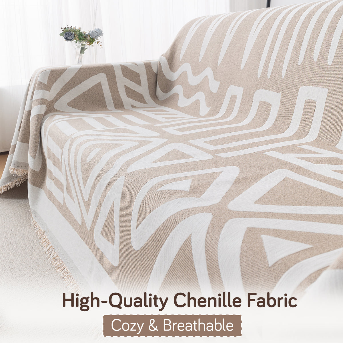 High Quality Chenille Fabric, Cozy & Breathable Sofa Throw - HOKIPO 