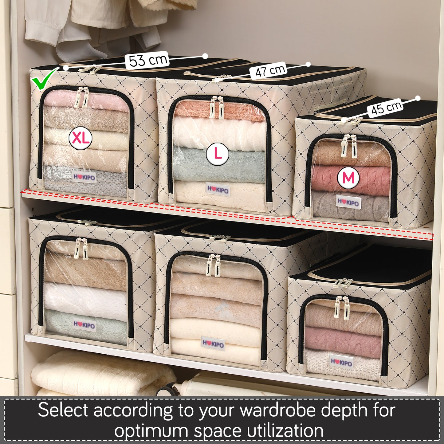 Foldable Cloth Storage  Box Organizer for Wardrobe - Ivory Noir