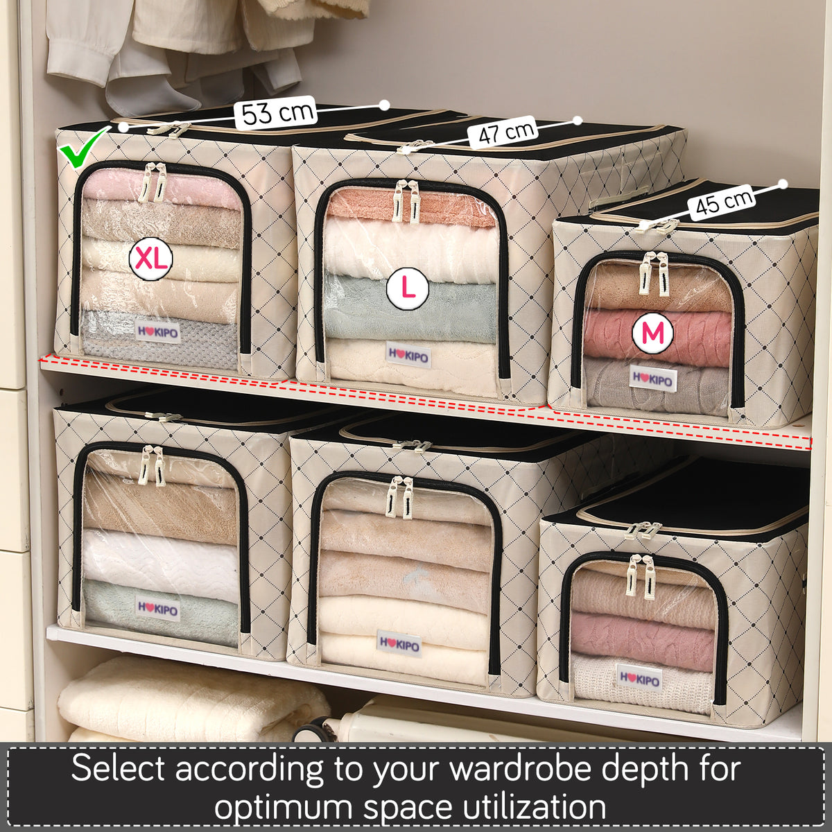 Foldable Cloth Storage  Box Organizer for Wardrobe - Ivory Noir
