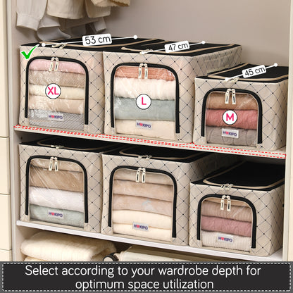 Foldable Cloth Storage  Box Organizer for Wardrobe - Ivory Noir