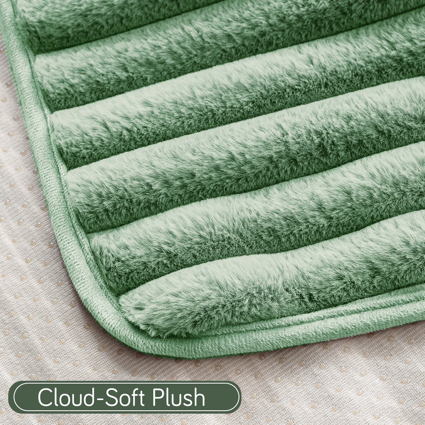 Faux Rabbit Fur Plush Anti-Slip Sofa Mat |Snuggle Fur Sage Green