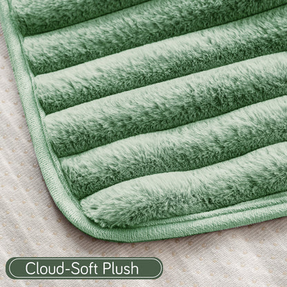 Faux Rabbit Fur Plush Anti-Slip Sofa Mat |Snuggle Fur Sage Green