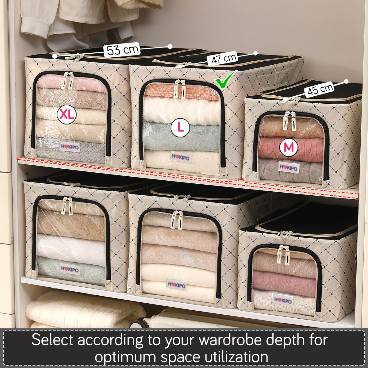Foldable Cloth Storage  Box Organizer for Wardrobe - Ivory Noir