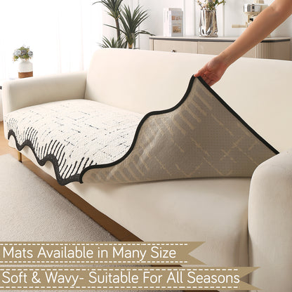 Premium Supple Soft Wavy Sofa Cover Mat, Off White