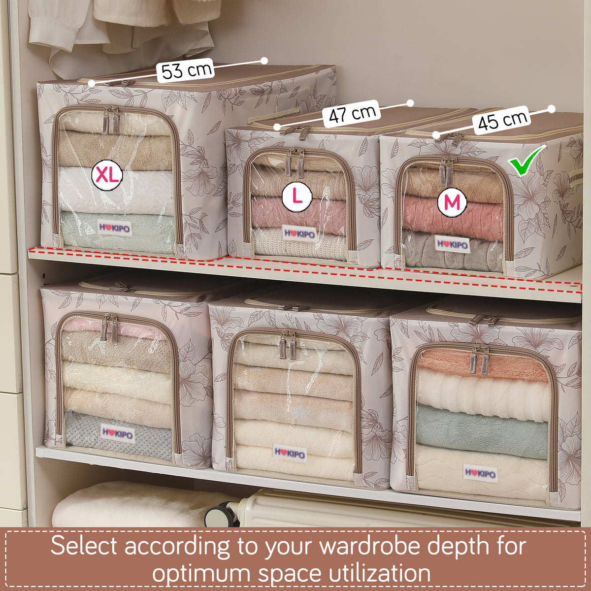 Foldable Cloth Storage Box Organizer for Wardrobe, Latte Floral