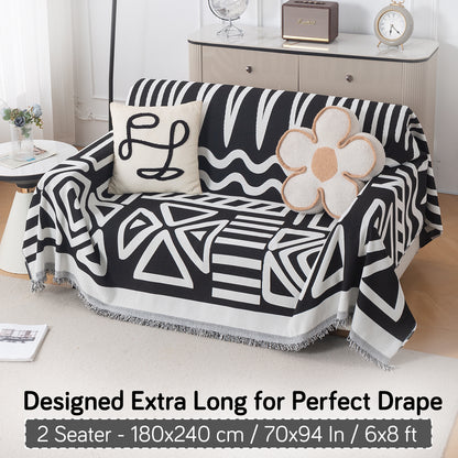 Urban Tribe Premium Chenille Fabric Sofa Cover Throw, Black