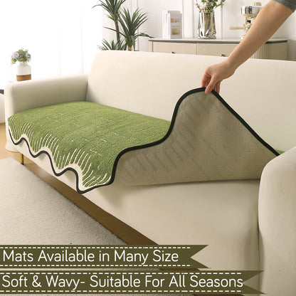 Premium Supple Soft Wavy Sofa Cover Mat, Green