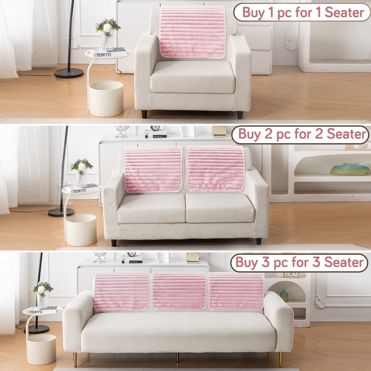 Faux Rabbit Fur Plush Anti-Slip Sofa Mat |Snuggle Fur Soft Pink