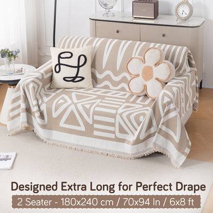 Urban Tribe Premium Chenille Fabric Sofa Cover Throw, Beige
