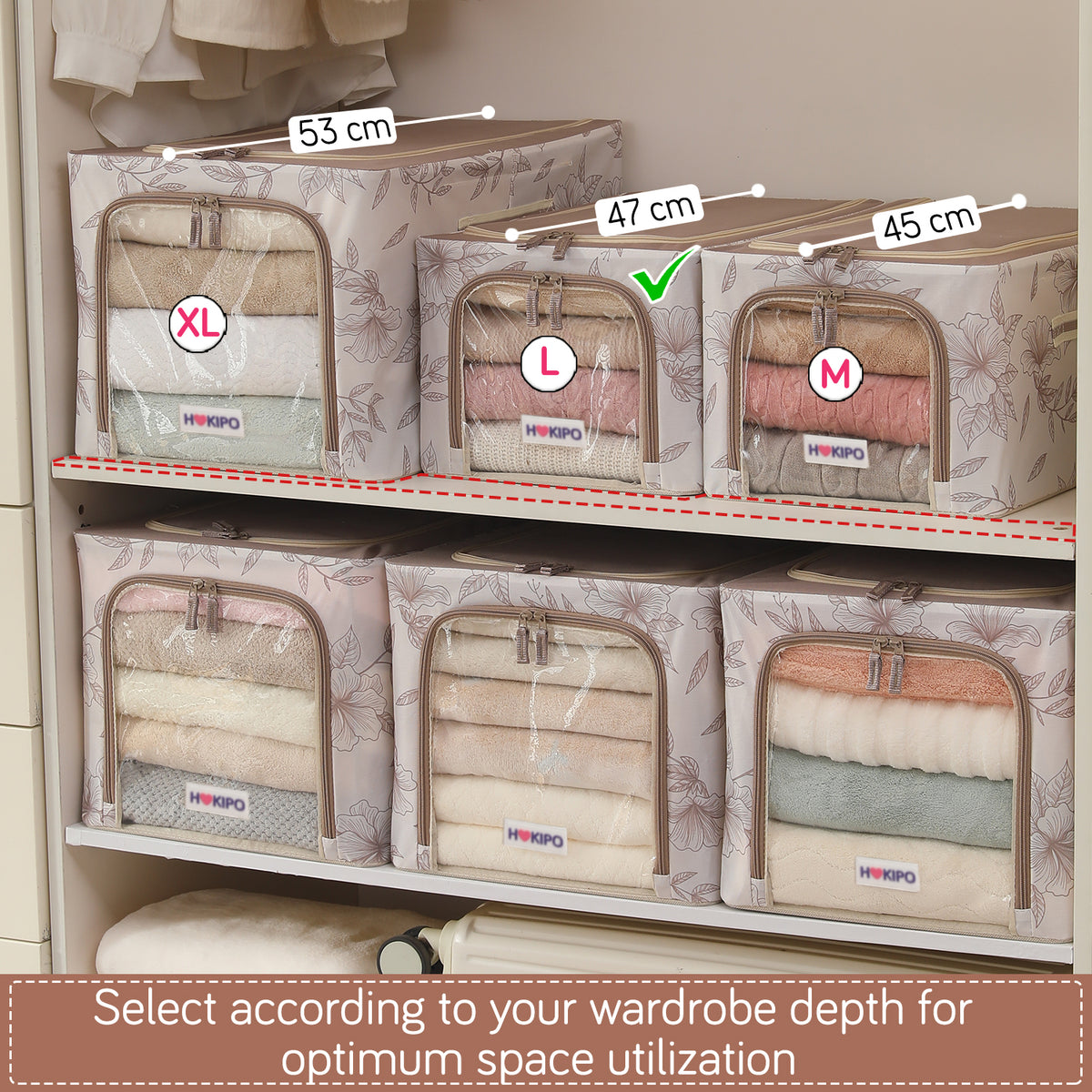 Foldable Cloth Storage Box Organizer for Wardrobe, Latte Floral
