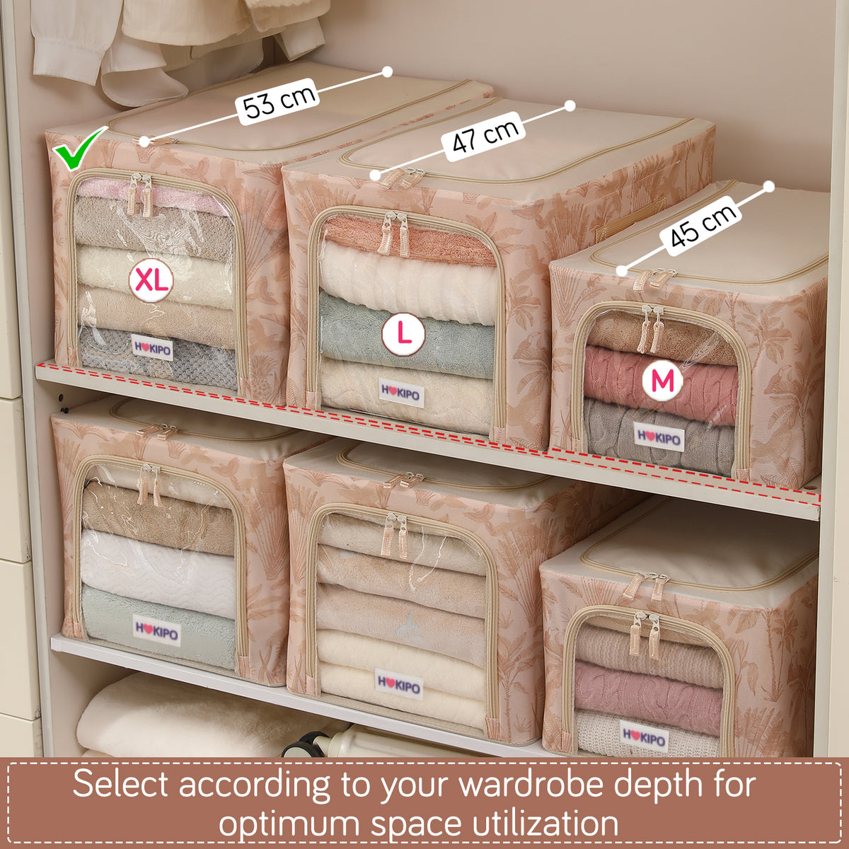 Foldable Cloth Storage Organizer for Wardrobe, Beige Botanica