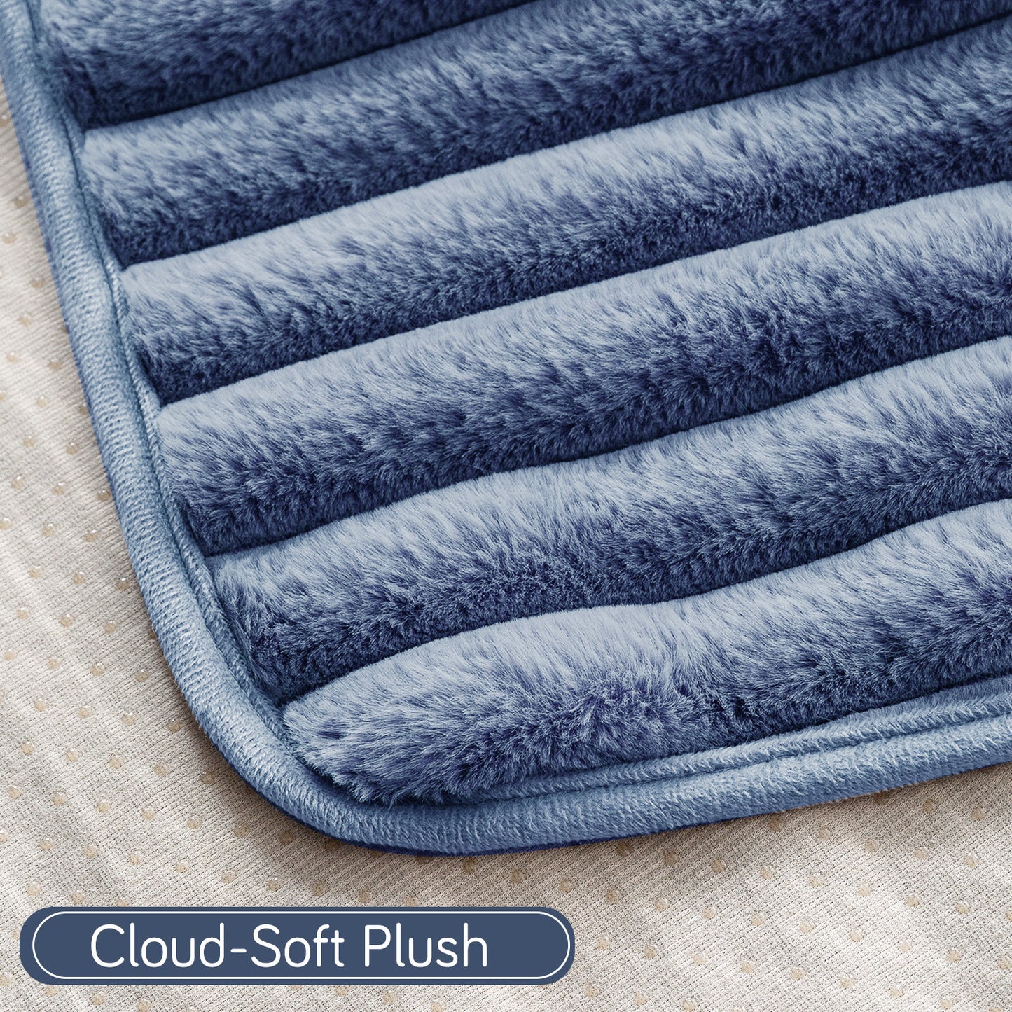 Faux Rabbit Fur Plush Anti-Slip Sofa Mat |Snuggle Fur Denim Blue