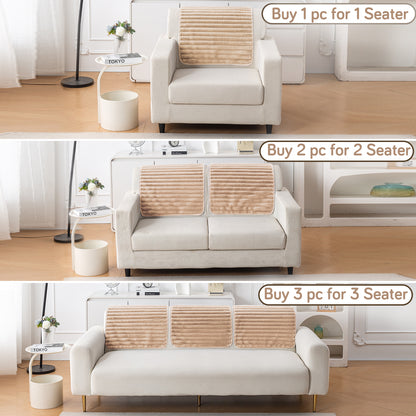 Faux Rabbit Fur Plush Anti-Slip Sofa Mat |Snuggle Fur Sand Brown