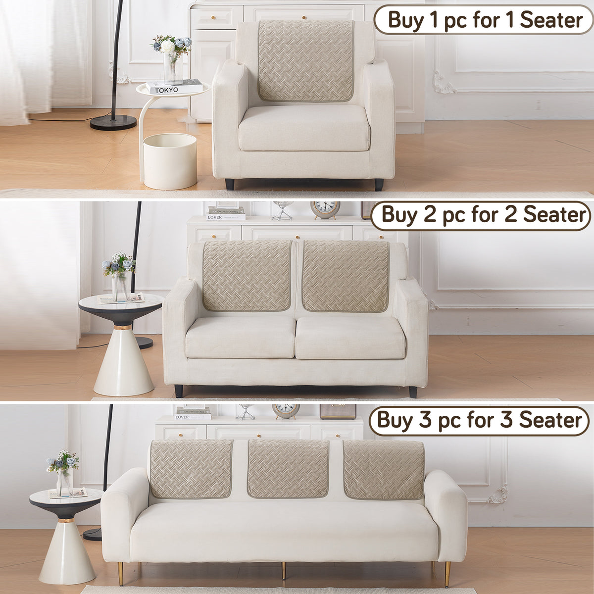 Softline Quilted Sofa Cover Mat, Latte Brown