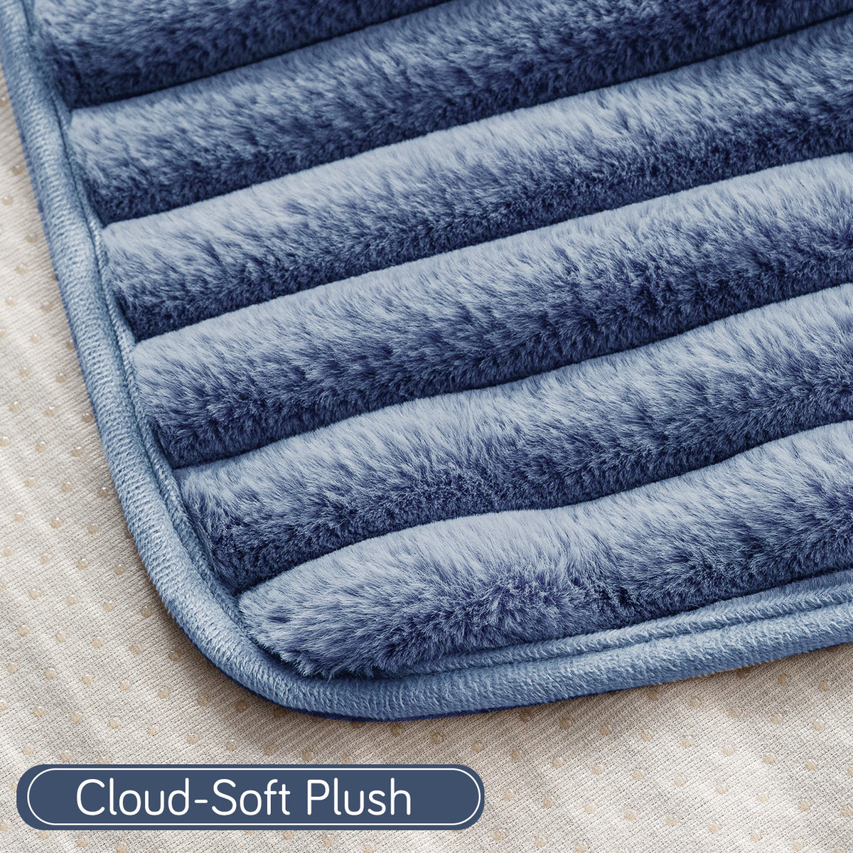 Faux Rabbit Fur Plush Anti-Slip Sofa Mat |Snuggle Fur Denim Blue