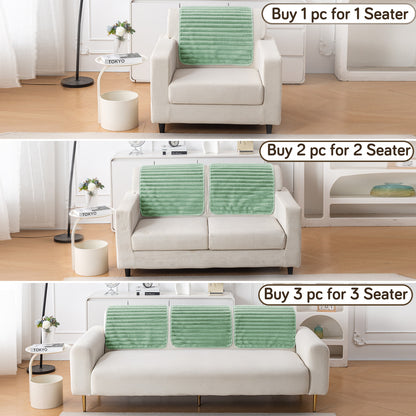 Faux Rabbit Fur Plush Anti-Slip Sofa Mat |Snuggle Fur Sage Green