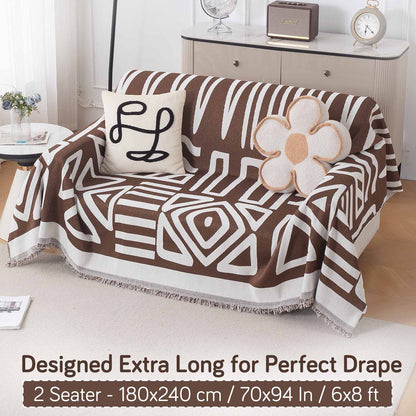 Urban Tribe Premium Chenille Fabric Sofa Cover Throw, Chocolate Brown
