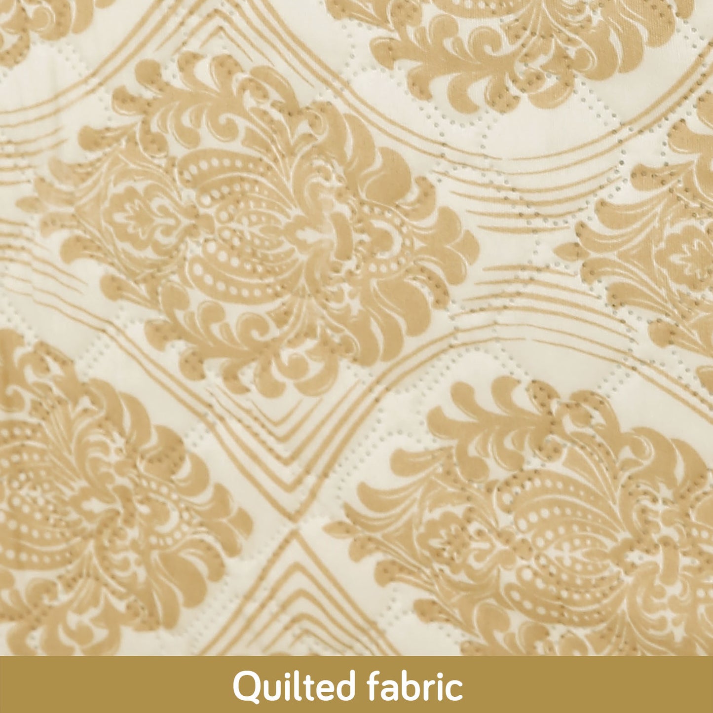 Polyester Printed Quilted Sofa Cover Mats, Ogee Ivory