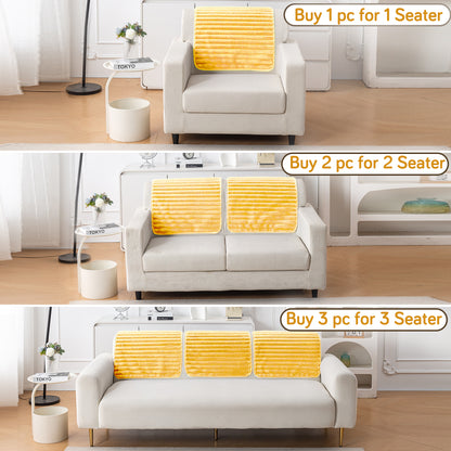 Faux Rabbit Fur Plush Anti-Slip Sofa Mat |Snuggle Fur Mustard Yellow