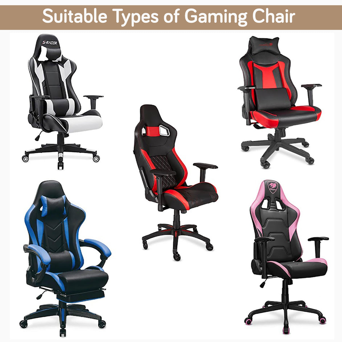 Printed Gaming Chair Seat Cover Elastic Computer Rotating Chair, Buff Brown Sillehoute Floral