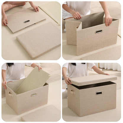 Multipurpose Foldable Storage Box with Lid, Medium / Large / Extra Large, Beige