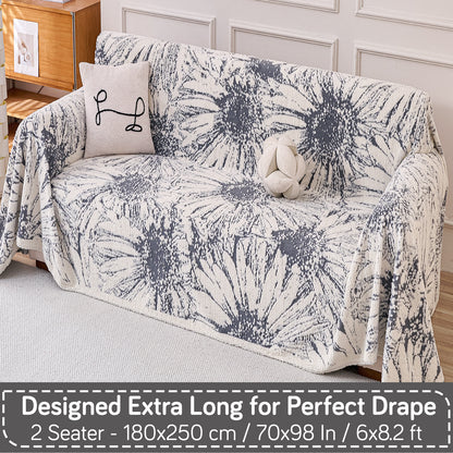 Buy Frost Grey Colour DaisyBloom Series Luxury Plush Sofa Throw – 2 Seater Sofas | HOKIPO