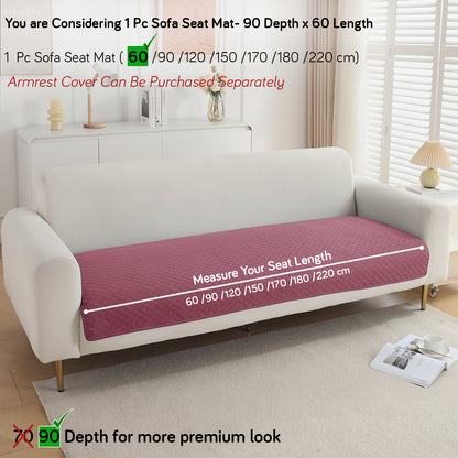 Polyester Quilted Sofa Cover Mats, Mauve Pink