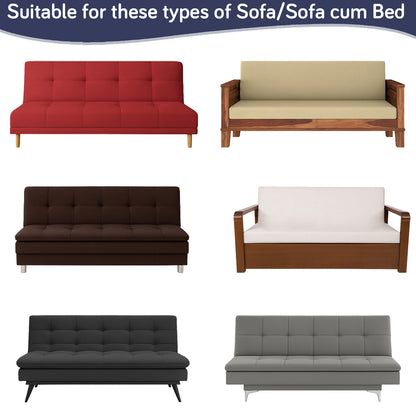 SereneSolids Stretchable Elastic Armless Sofa Cover – 140 GSM, Futon Slipcover, Easy Fit, Navy Blue