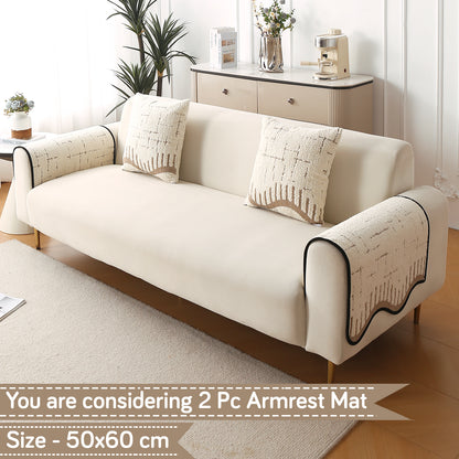 Premium Supple Soft Wavy with Curve Sofa Cover Mat, Cream Brown