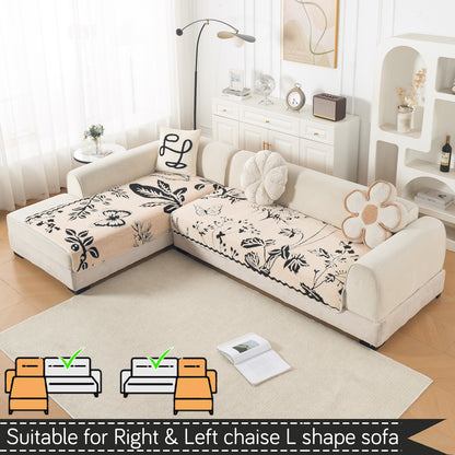 Luxury Plush Sherpa Anti Slip L Shape & Combination Sofa Mat, 'Noirea Series'|Butterfly Garden
