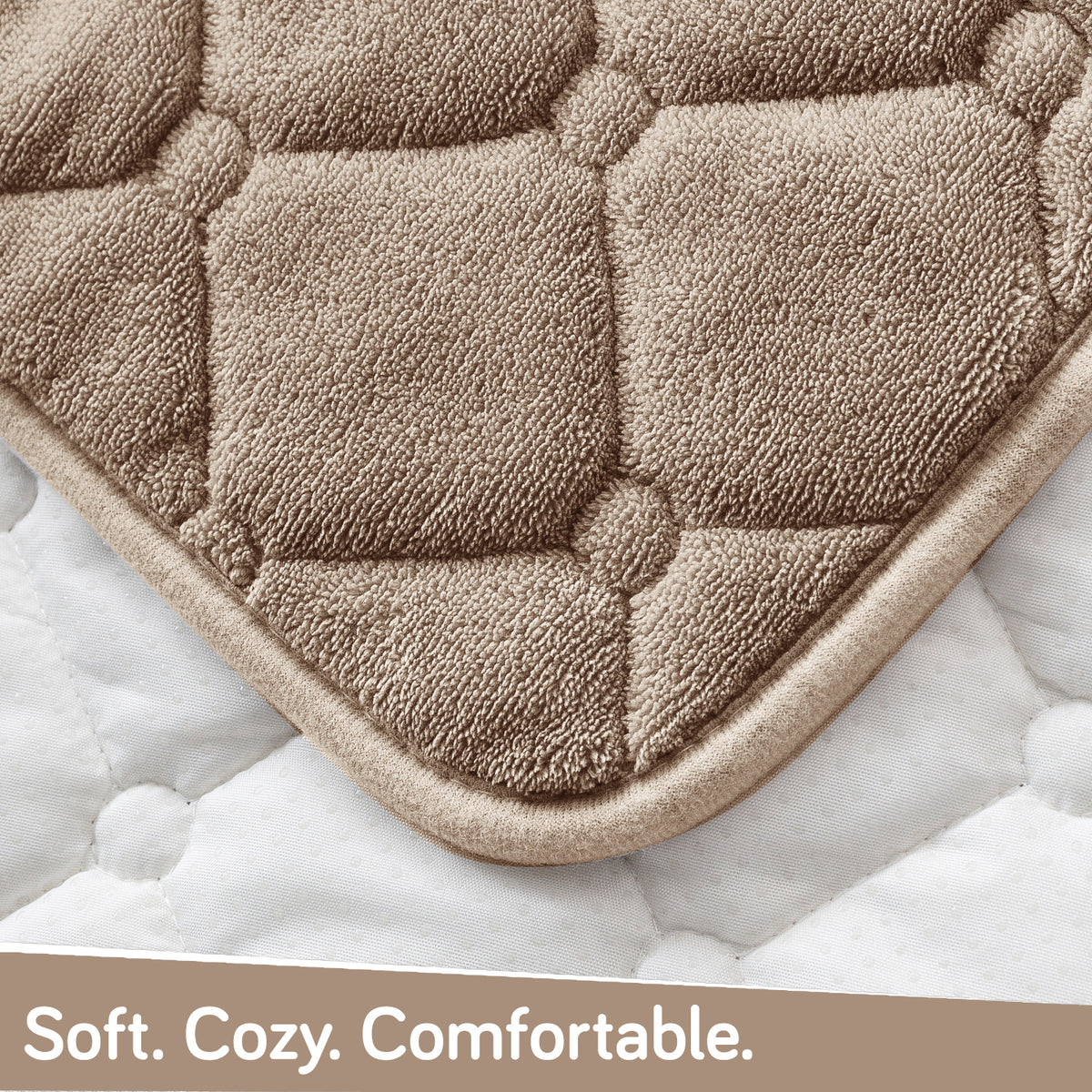 Diamond Tuft Plush Sofa Cover Mat, Warm Taupe