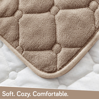 Diamond Tuft Plush Sofa Cover Mat, Warm Taupe