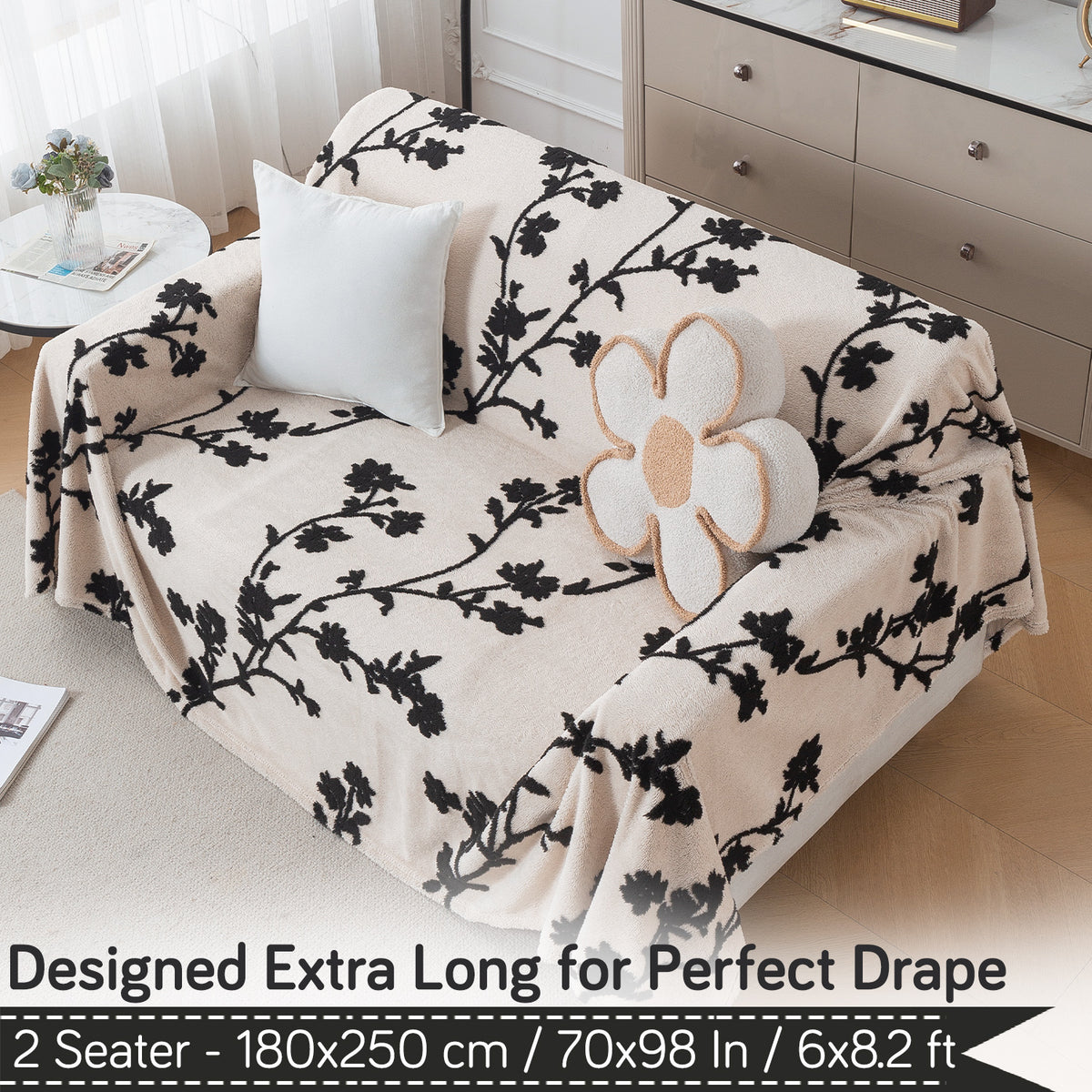 Buy Botanical Vine Noirea Series Luxury Plush Sofa Throw – 2 Seater Sofas | HOKIPO