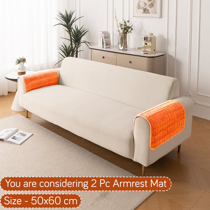 Premium Plush Set of 2 Sofa Armrest Covers, Orange