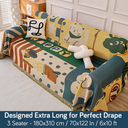 All-Season Chenille Sofa Throw, Cuddle Friends Series