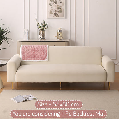 'Italian Caelora' Luxury Jacquard Plush Anti-Slip Sofa Cover Mat - Misty Rose