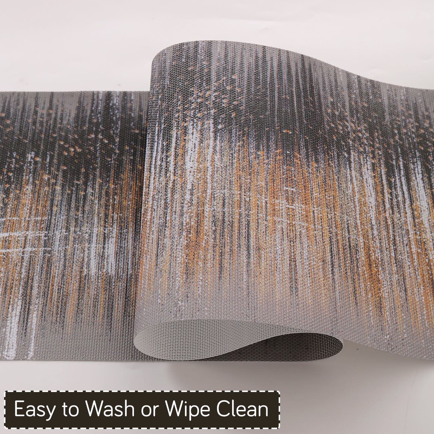 Marble Fusion PVC Mats for Dining Table, Mineral Rain - Embered Copper