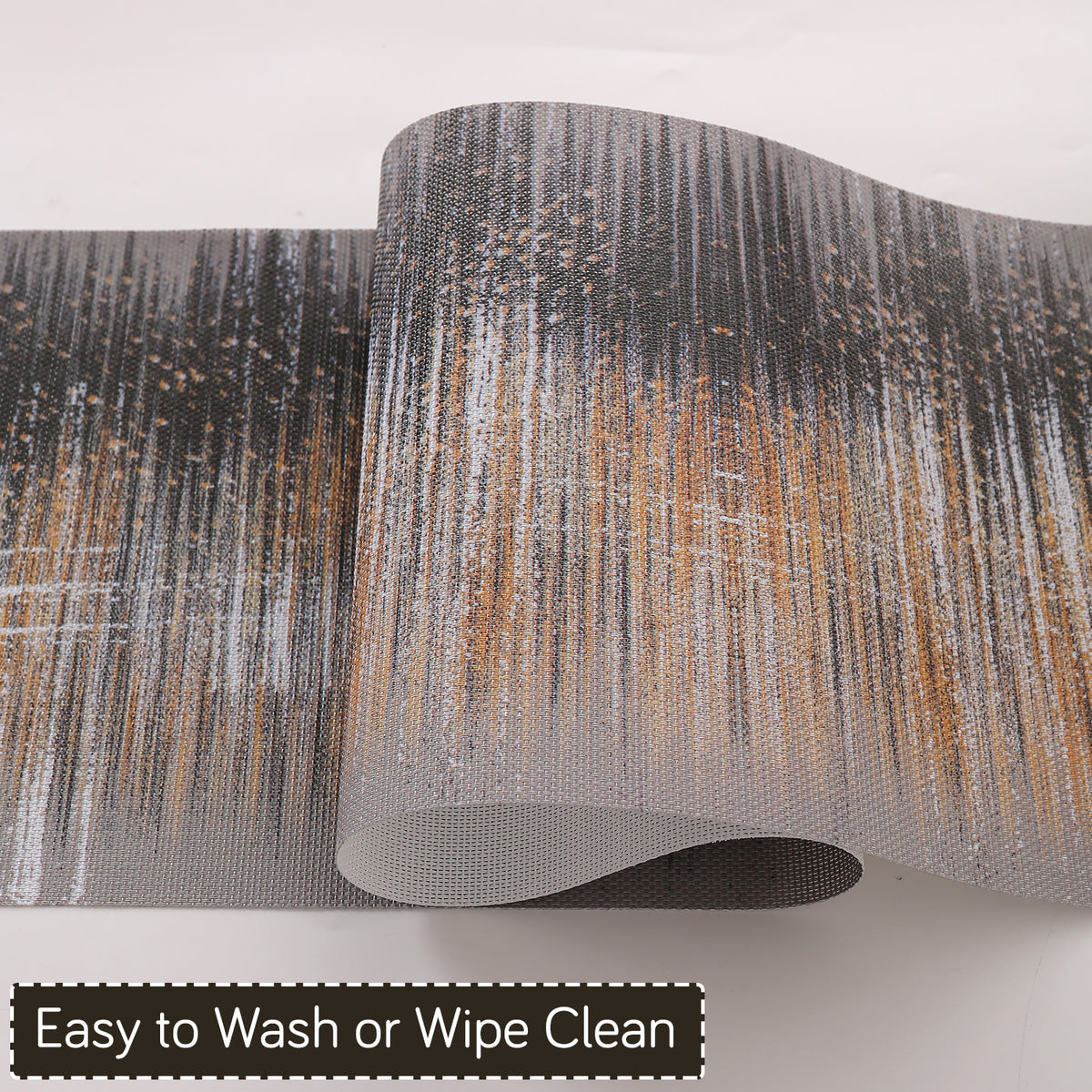 Marble Fusion PVC Mats for Dining Table, Mineral Rain - Embered Copper