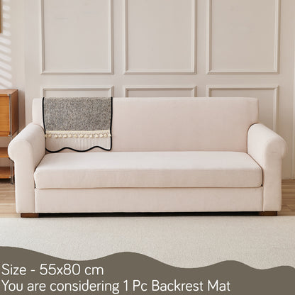 Thick Woven Weave Chenille Sofa Cover with Tassel|'Wavy Royale Series' Taupe Mist