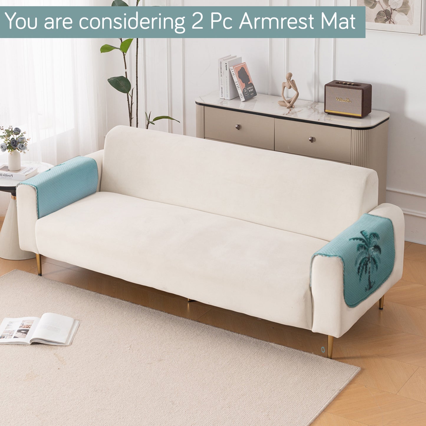HeavenHue Fleece Soft Touch Quilted Sofa Cover Set Washable Sofa Panel for Seat & Back - Island Breeze