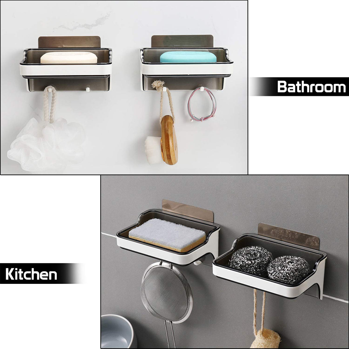 Wall mounted soap dish for kitchen and bathroom walls | HOKIPO