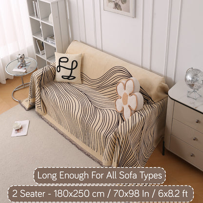 WaveLoom Collection Printed Chenille Sofa Cover Throw Blanket, Brown